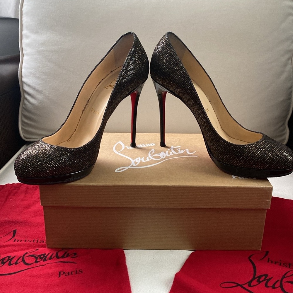 Christian Louboutin Filo 120 Lady Glitter/Patent heels size 39